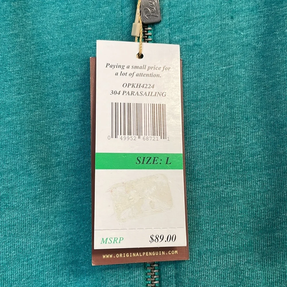 Original Penguin Teal Parasailing Zip Up Jacket Size Large - Picture 3 of 4
